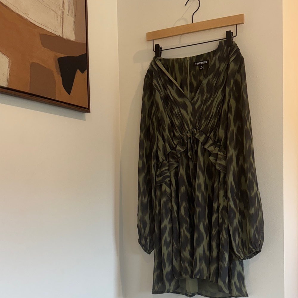 Steve Madden Green Cheetah Mini Dress